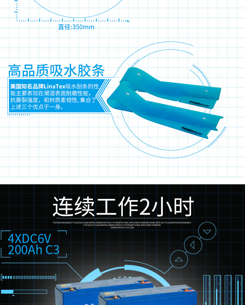 潔博士洗地機采用高品質吸水膠條